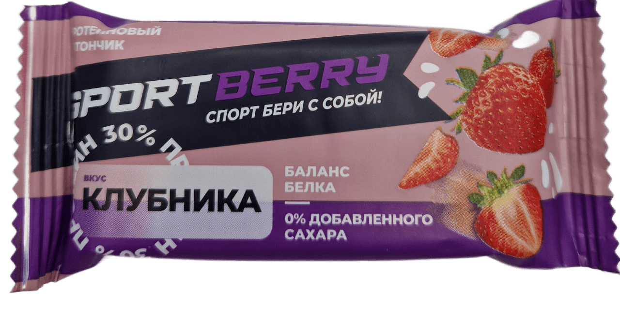 Батончик злаковый Клубничный, Sportberry, 35 гр