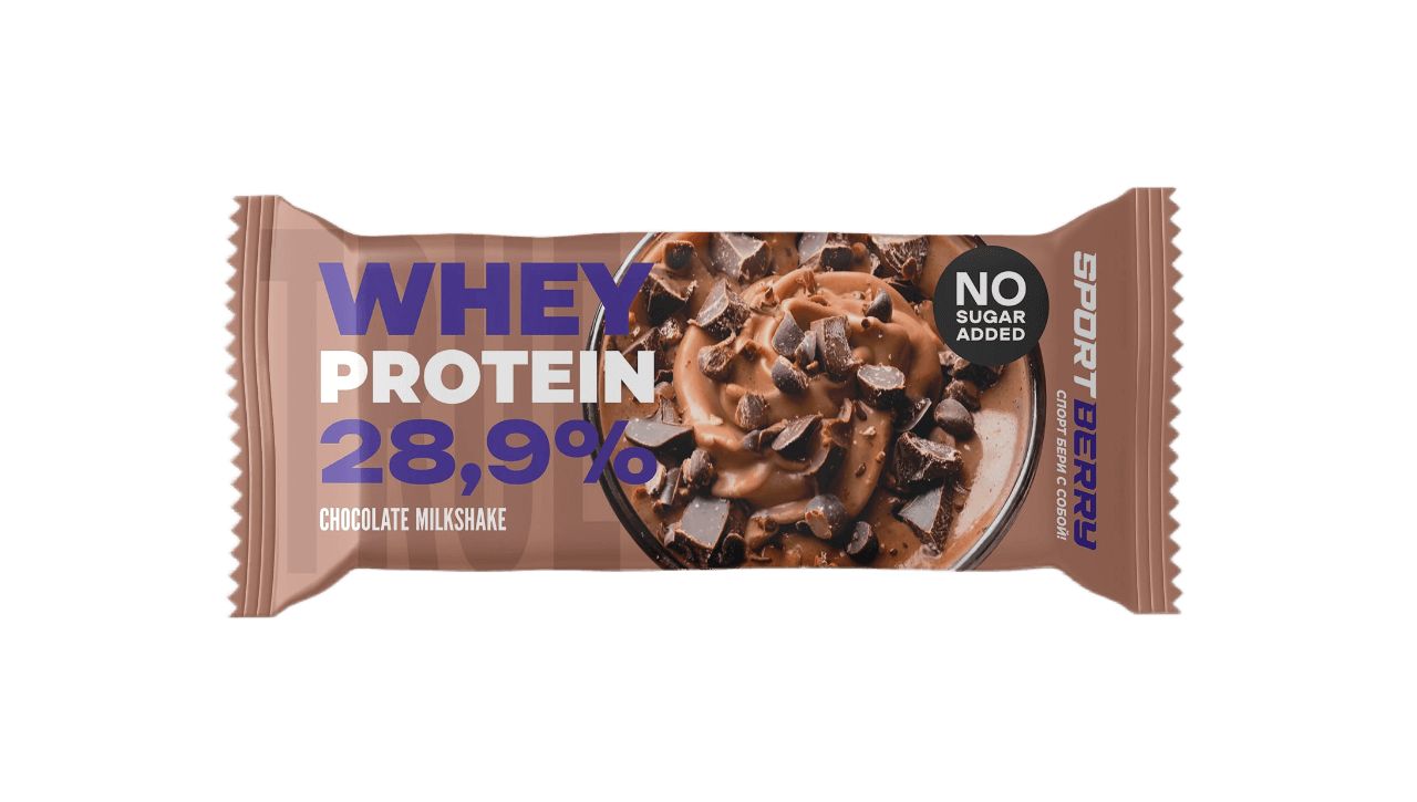 Батончик неглазированный Шоколадный Милкшейк True, Sportberry, 40 гр