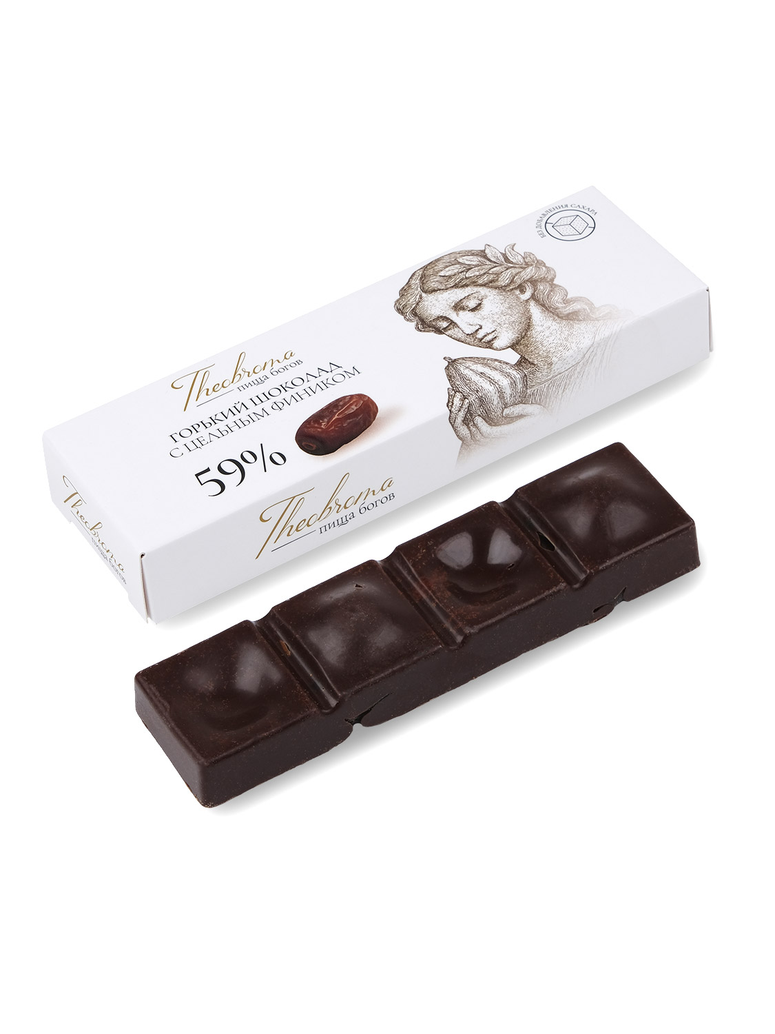 Горький шоколад 59% без добавления сахара с цельным фиником, Theobroma, 30 гр