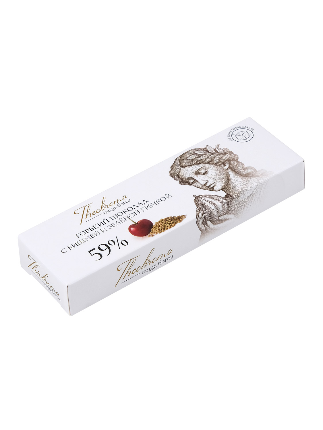 Горький шоколад 59% без добавления сахара с вишней и зеленой гречкой, Theobroma, 30 гр