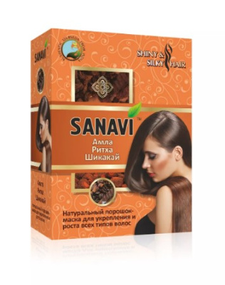 Порошок-маска для ухода за волосами (амла, ритха, шикакай) Sanavi, 100 г