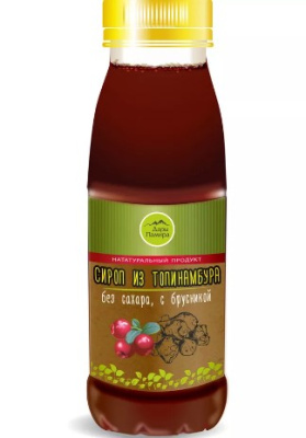 Сироп из топинамбура с брусникой, Дары Памира, 330 гр