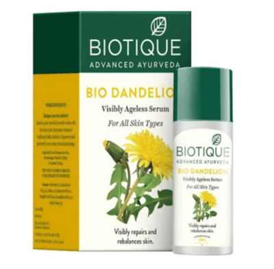 Антивозрастная сыворотка для лица с экстрактом одуванчика Биотик, Bio Dandelion Visibly Ageless Serum, Biotique, 30 мл
