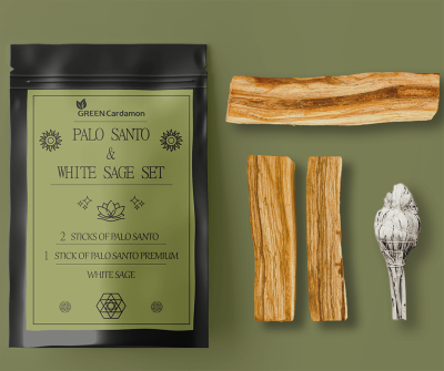 Набор Palo Santo Пало Санто and White Sage Шалфей белый калифорнийский, Green Cardamon