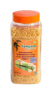 Сахар тростниковый коричневый Гур рассыпчатый, 250 гр, Сангам Хербалс