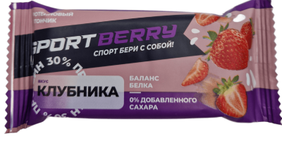 Батончик злаковый Клубничный, Sportberry, 35 гр