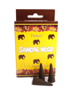 Благовония конусы Sarathi Cones Sandalwood («Сандал»), 15 конусов