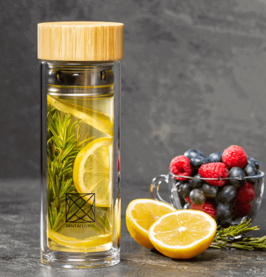 Термокружка ECO GLASS из стекла с бамбуковой крышкой и заварником, Santai Living, 350 мл