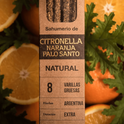 Благовония Citronella, Orange, Palo Santo Sagrada Madre, 8 палочек, 23 см