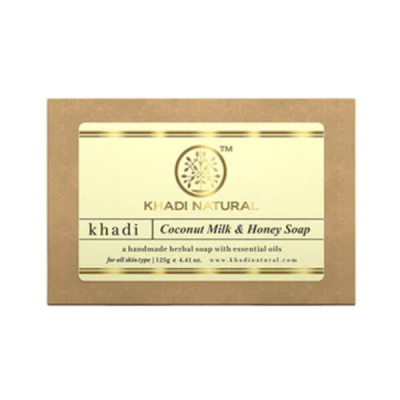 Мыло ручной работы Кокосовое Молоко и Мед Кхади (Coconut Milk Honey Soap Khadi) 125 гр