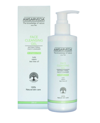 Очищающий гель для лица с экстрактами нима и тулси для всех типов кожи Face Cleansing Gel, Amsarveda, 200 мл