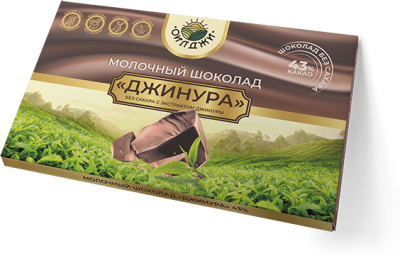Молочный шоколад Джинура без сахара, 43% какао, 50 гр