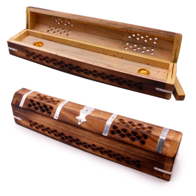 Подставка шкатулка для ароматических палочек с резьбой, 30см, пенал