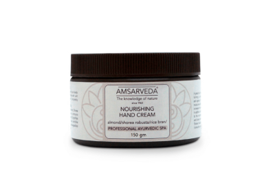 Питательный крем для рук с маслом миндаля, рисовых отрубей и ашвагандой, Nourishing Hand Cream, Amsarveda, 150 г