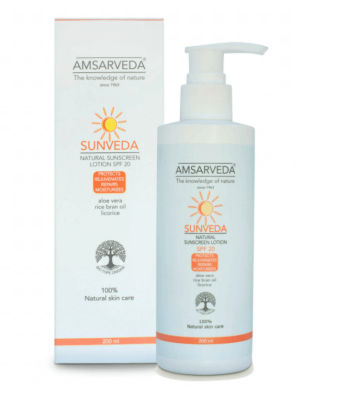 Натуральный солнцезащитный лосьон с экстрактом алоэ вера Sunveda - Natural sunscreen Lotion, Amsarveda, 200 мл