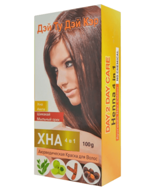 ​​​​​​​Хна травяная  натуральная 4 в 1, Дэй Ту Дэй Кэр, Day 2 Day Care, 100 г