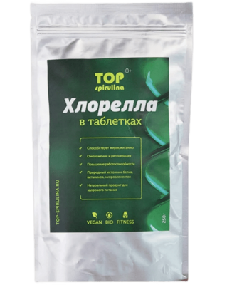 Хлорелла таблетки, Top Spirulina, 250 гр