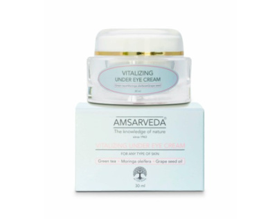 Тонизирующий крем для кожи вокруг глаз с морингой и зеленым чаем Vitalizing Under Eye Cream, Amsarveda, 30 мл