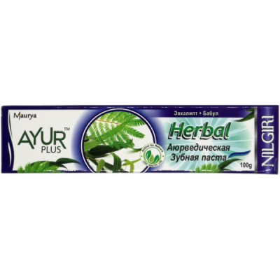Зубная паста «Эвкалипт и бабул» ,Nilgiri, Ayur Plus, 100 гр
