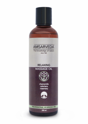 Расслабляющее массажное масло с ромашкой, валерианой и розмарином, Relaxing Massage Oil, Amsarveda, 250 мл