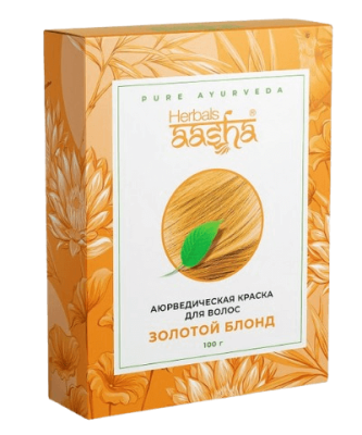 Травяная краска для волос с лечебным эффектом (золотой блонд) Ааша, 100 гр