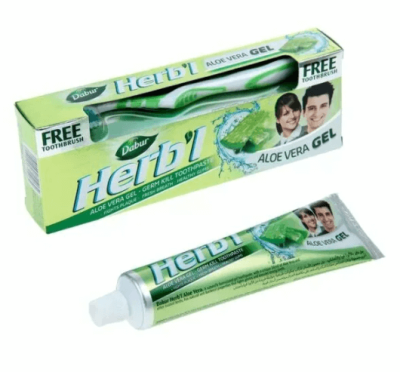 Зубная паста (с экстрактом алоэ) + зубная щетка, Дабур, Toothepaste Herbl Aloe Vera, Dabur, 150 г