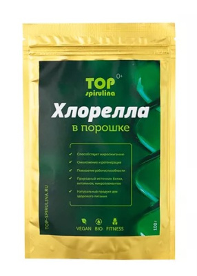 Хлорелла, порошок Organic, TOP-chlorella, 100 гр