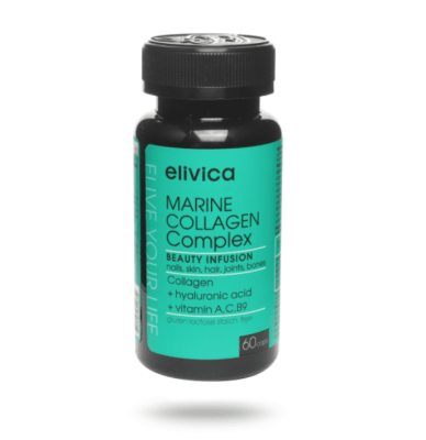 БАД Комплекс морского коллагена (Marine collagen complex), Elivica, 150 мл (60 капсул)