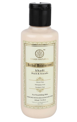 Увлажняющий лосьон для лица и тела персик, авокадо и масло ши кхади (без парабенов и слс) Khadi, 210 мл