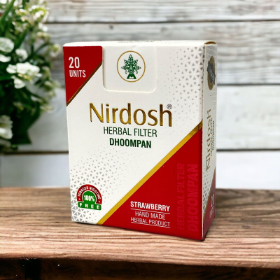 Нирдош «Клубничный» ингалятор с фильтром (Nirdosh Strawberry Dhoompan), 20 шт в пачке