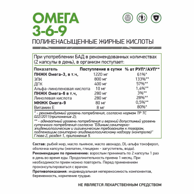 Рыбий жир Омега 3-6-9, Omega 3-6-9 NaturalSupp, 60 капсул