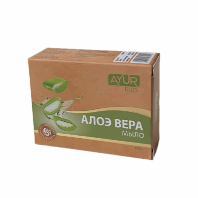 Мыло туалетное Aloe Vera, Ayur Plus, 100 гр