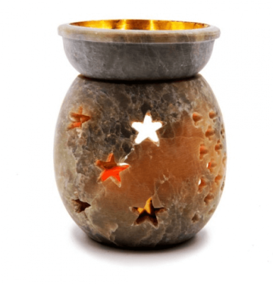 Аромалампа cо Звездочками каменная резная Чаша с бронзовой вставкой