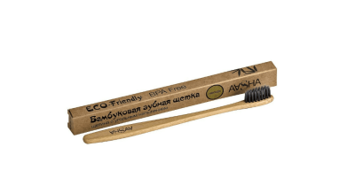 Бамбуковая зубная щетка с угольной щетиной (мягкая), Aasha, 1 шт