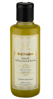 Аюрведический шампунь Шафран, Тулси и Ритха, Shampoo Saffron Tulsi Reetha, Khadi, 210 мл