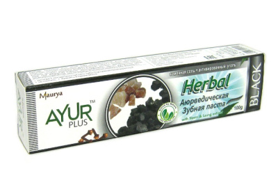 Зубная паста Каменная соль и активированный уголь (Black) 100 г, Ayur Plus