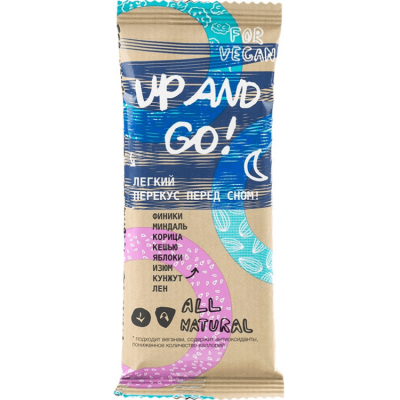 Батончик «Up and Go», легкий перекус перед сном, 45 гр