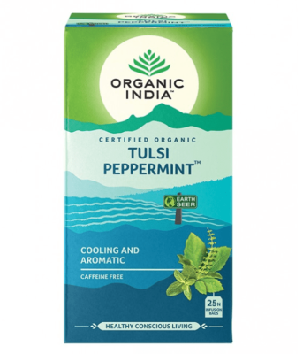 Травяной чай Тулси Мята, Tulsi Peppermint, Organic India, 25 пакетиков