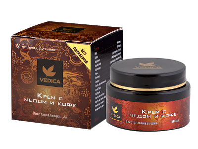 Крем для лица восстанавливающий с медом и кофе Vedica, 50 мл