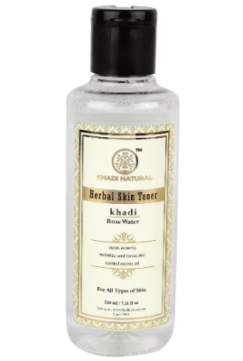 Натуральный увлажняющий Тоник для лица Розовая вода Кхади Rosewater Herbal Skin Toner, 210 ml, Khadi
