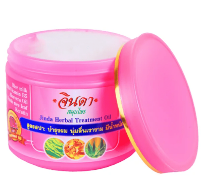​​​​​​​Маска для волос укрепляющая против выпадения розовая, Jinda Herb, 400 мл