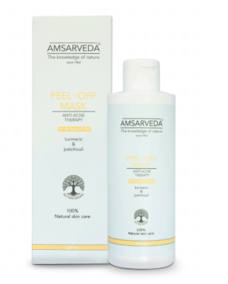 Маска-пленка отшелушивающая Анти-акне с куркумой и пачули, Peel Off Mask - Anti Acne Therapy, Amsarveda, 200 мл