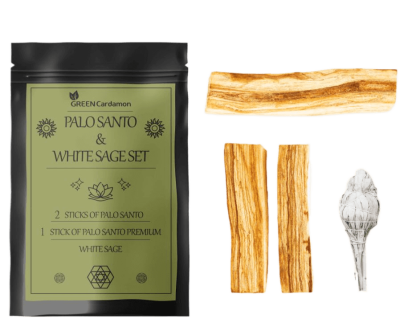 Набор Palo Santo Пало Санто and White Sage Шалфей белый калифорнийский, Green Cardamon